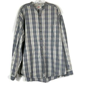 Levi’s Vintage Button Down Plaid Shirt Mandarin Collar Men’s Size XL